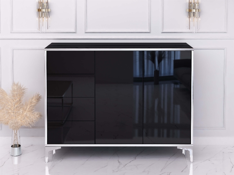 Chest of drawers Monako 118cm - Black, Silver