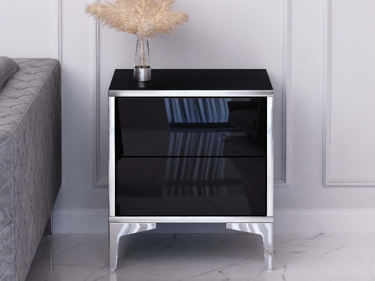 Bedside table Monako 45cm - Black, Silver