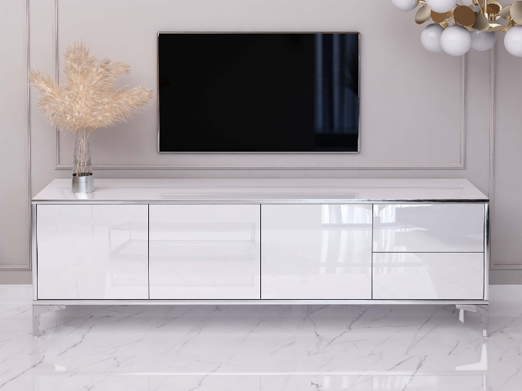 TV Cabinet Monako 180cm - White, Silver