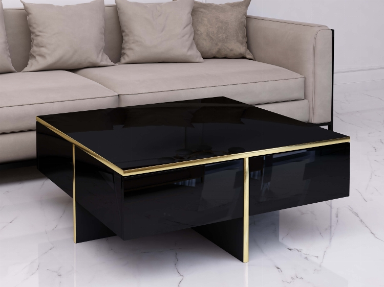 Coffee table Monako 80cm - Gold, Black