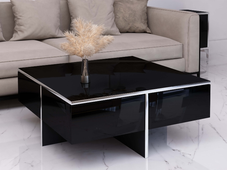 Coffee table Monako 80cm - Black, Silver